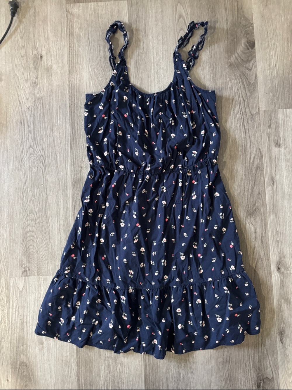 Banana Republic Navy Floral Mini Dress with Ruffle Hem